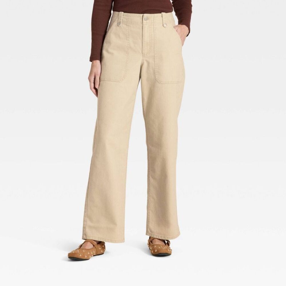 Women's Mid-Rise Straight Leg Cargo Pants - Universal Thread Tan 14